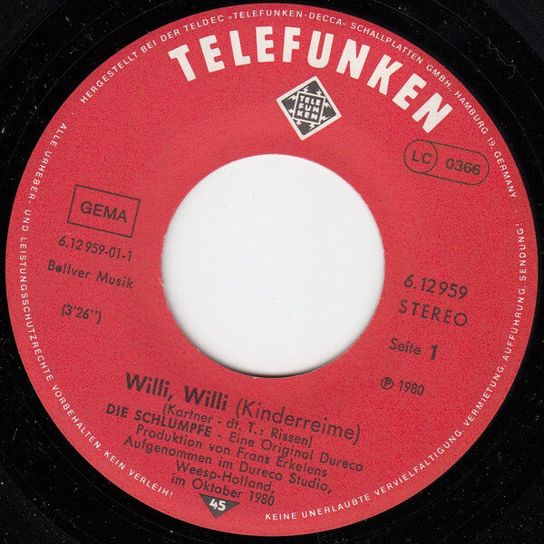 Die Schlümpfe* – Willi, Willi (Single) – Bild 3