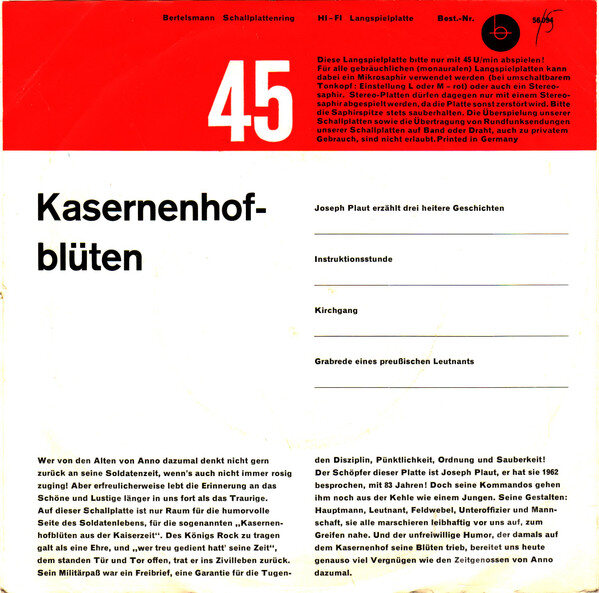 Joseph Plaut – Kasernenhofblüten (EP) – Bild 2