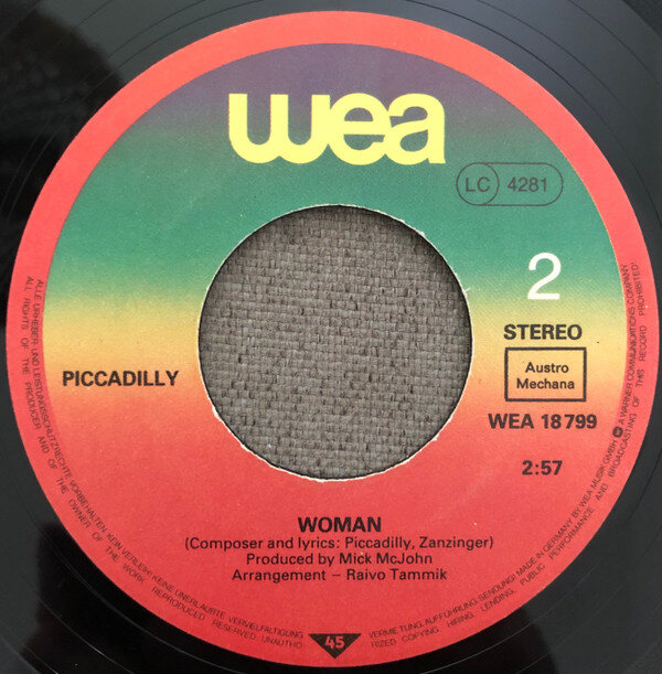 Piccadilly (4) – Sun Of Hawaii / Woman (Single) – Bild 3