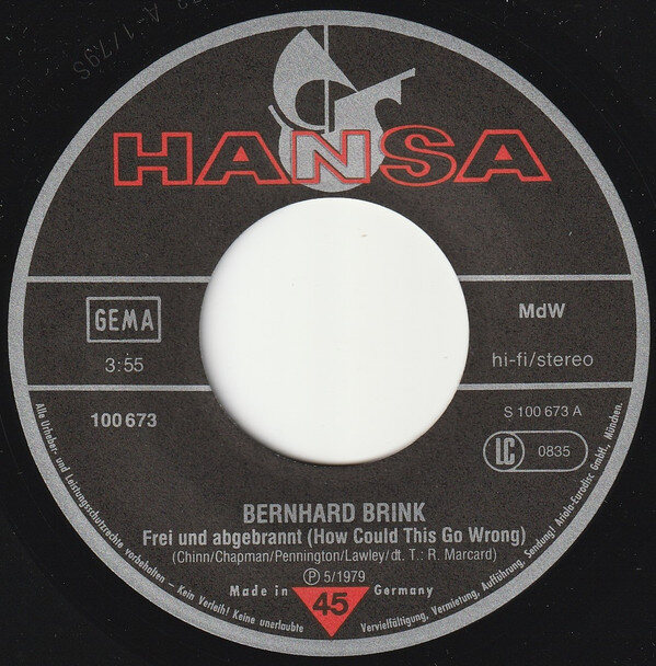 Bernhard Brink – Frei Und Abgebrannt (Single) – Bild 3
