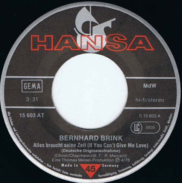 Bernhard Brink – Alles Braucht Seine Zeit (Single) – Bild 3