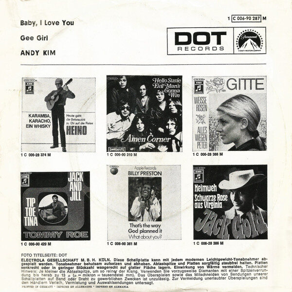 Andy Kim – Baby, I Love You / Gee Girl (Single) – Bild 2