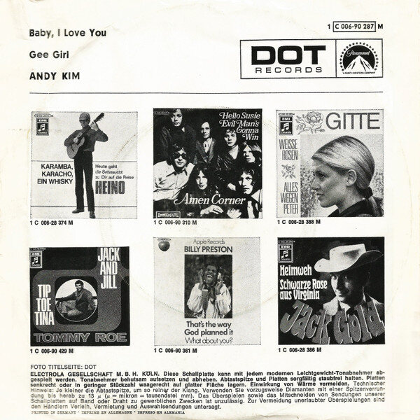 Andy Kim – Baby, I Love You / Gee Girl (Single) – Bild 2