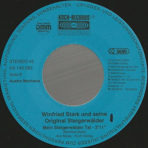 Winfried Stark Und Seine Original Steigerwälder – Wir Gratulieren (Single) – Bild 4