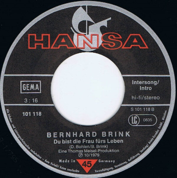 Bernhard Brink – Ich Wär' So Gern Wie Du (She's In Love With You) (Single) – Bild 4