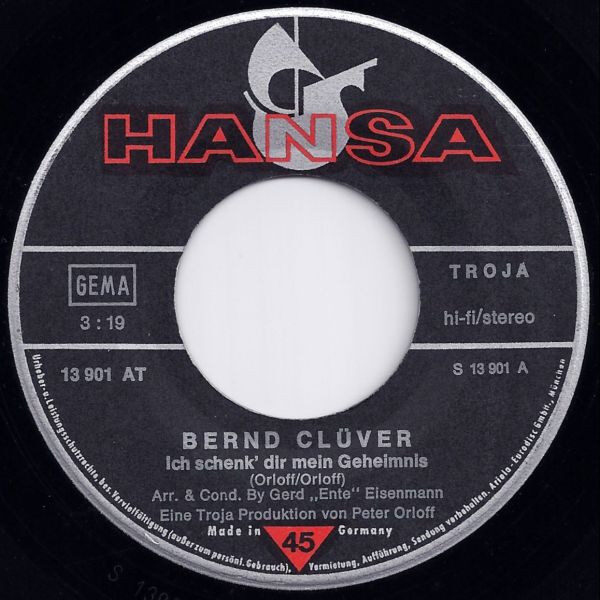 Bernd Clüver – Ich Schenk' Dir Mein Geheimnis (Single) – Bild 3
