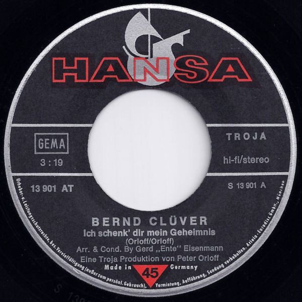 Bernd Clüver – Ich Schenk' Dir Mein Geheimnis (Single) – Bild 3