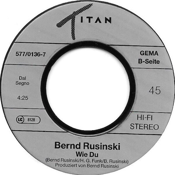 Bernd Rusinski – Wir Tanzten Einen Sommer Lang (Single) – Bild 3