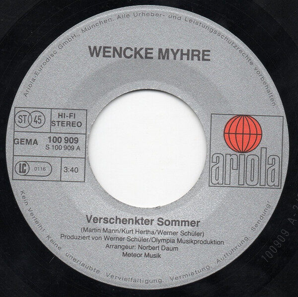 Wencke Myhre – Verschenkter Sommer (Single) – Bild 3