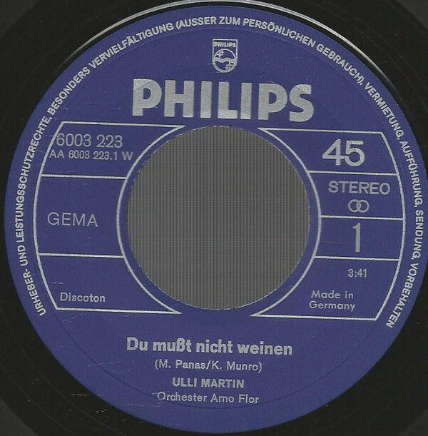 Ulli Martin – Du Mußt Nicht Weinen (Single) – Bild 3