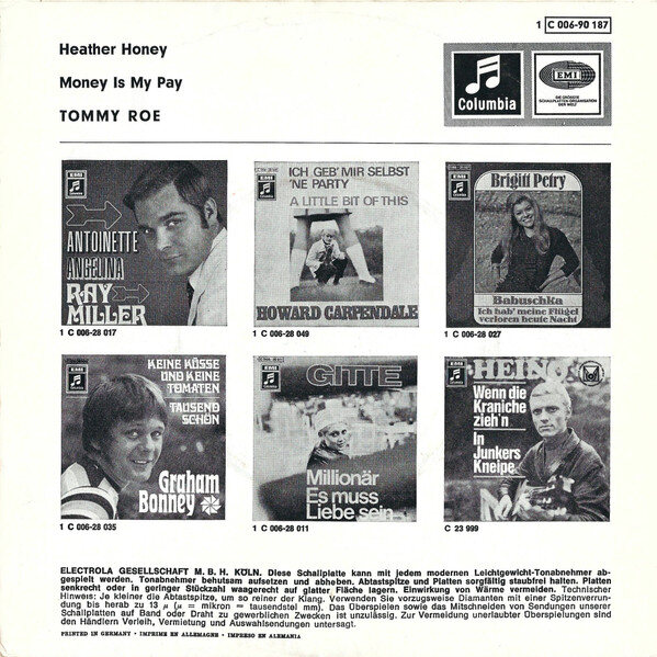 Tommy Roe – Heather Honey / Money Is My Pay (Single) – Bild 2