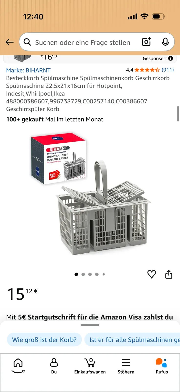 BIHARNT Besteckkorb Universal Grey für Geschirrspüler – Bild 2