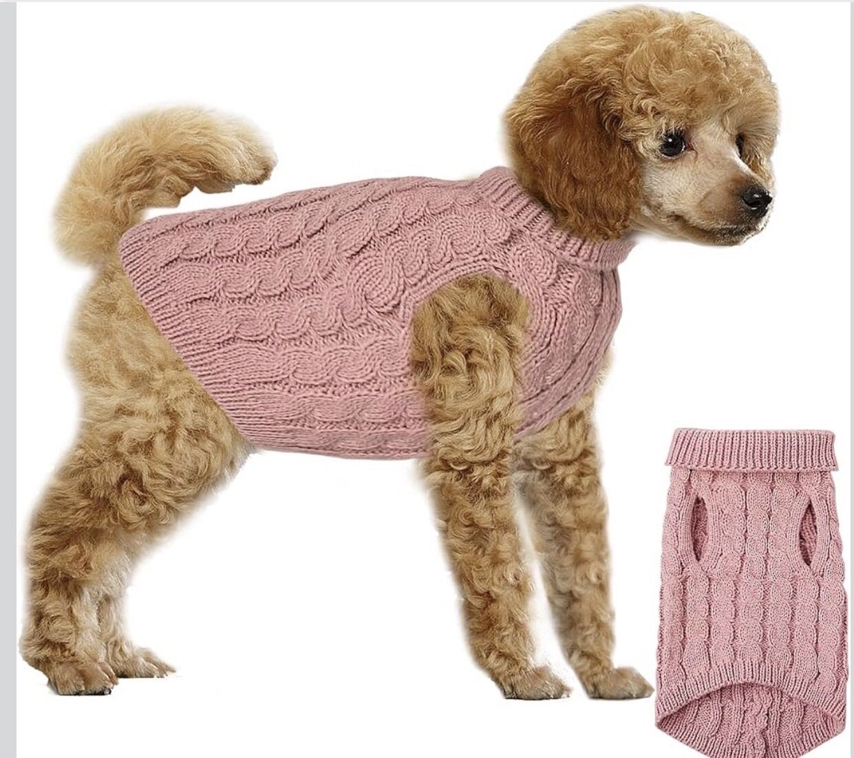 Hundepullover Größe M rosa Strickpullover Winter Warmer