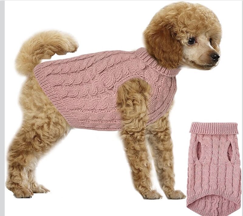 Hundepullover Größe M rosa Strickpullover Winter Warmer