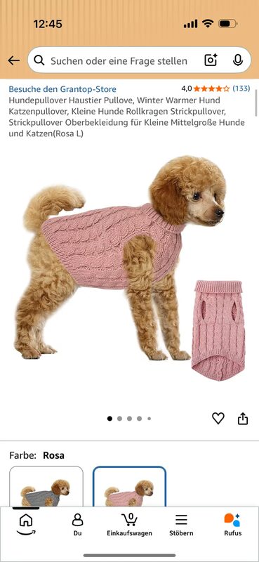 Hundepullover Größe M rosa Strickpullover Winter Warmer – Bild 3