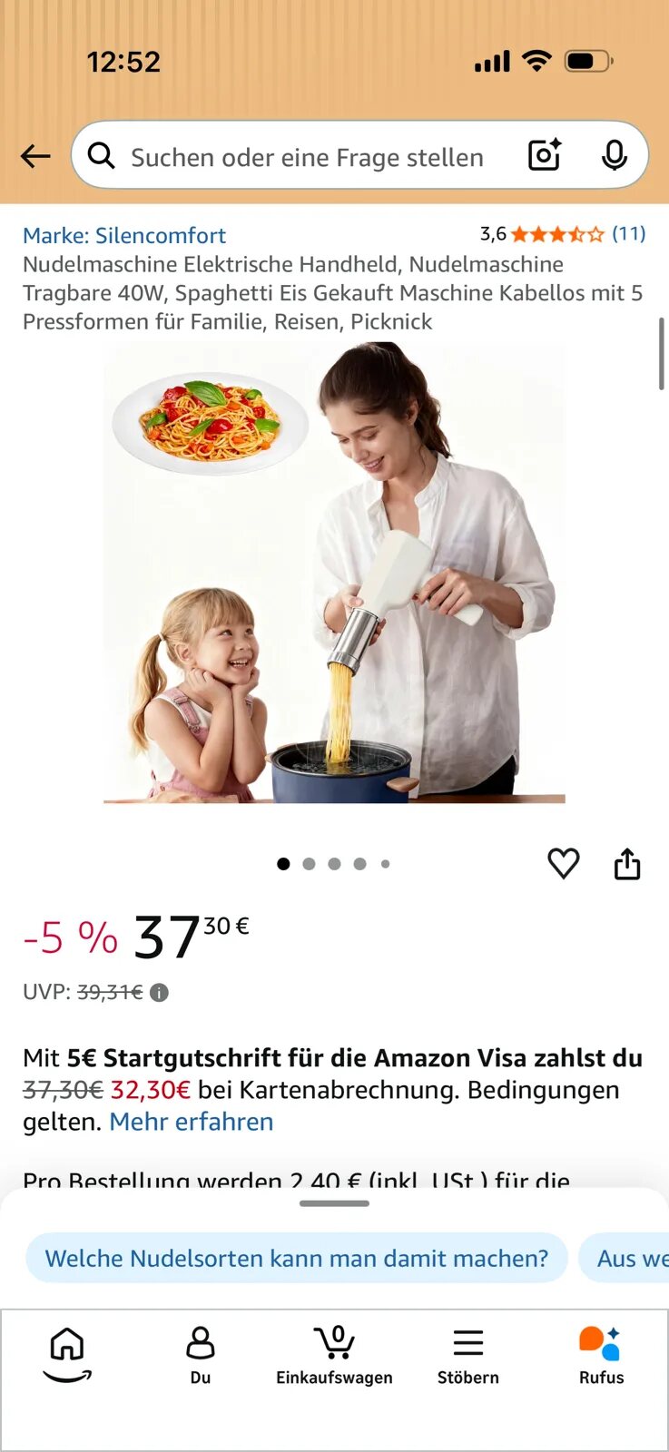 RY-188 Nudelmaschine Hand-held automatische Pasta Maker 5 Pressformen – Bild 3
