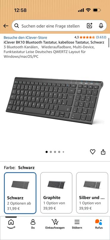 iClever IC-BK10 kabellose Tastatur Bluetooth QWERTZ Schwarz – Bild 2