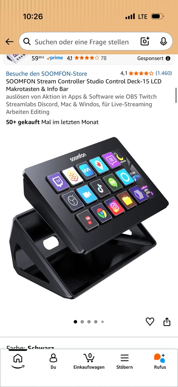 soomfon XF-CN001 Stream Controller 15 LCD Makrotasten Weiß – Bild 3