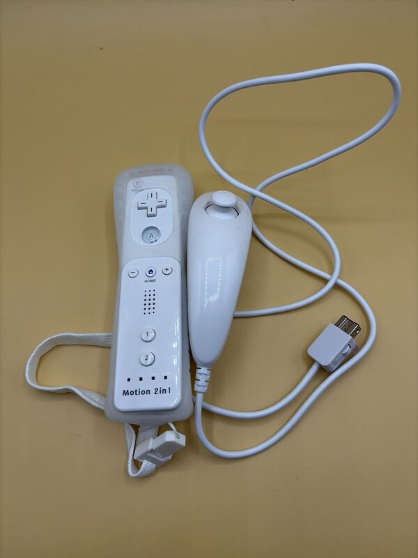 Wii Fernbedienung Nunchuk Controller Motion 2in1 Weiß 2-teilig