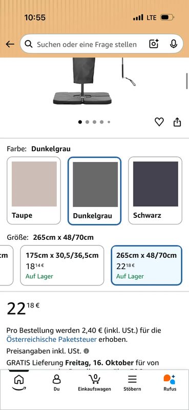 Sekey Schutzhülle für Ampelschirme 265x48/70 cm – Bild 5