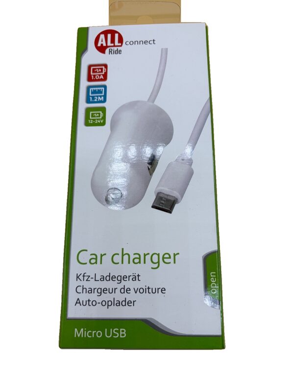ALL Ride Kfz-Ladegerät Micro USB 1,2 m 1,0A 12-24V