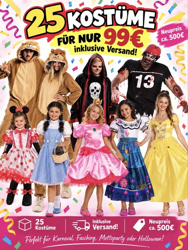 25 Kostüme Set für Karneval Fasching Halloween 25 Stück – Bild 1