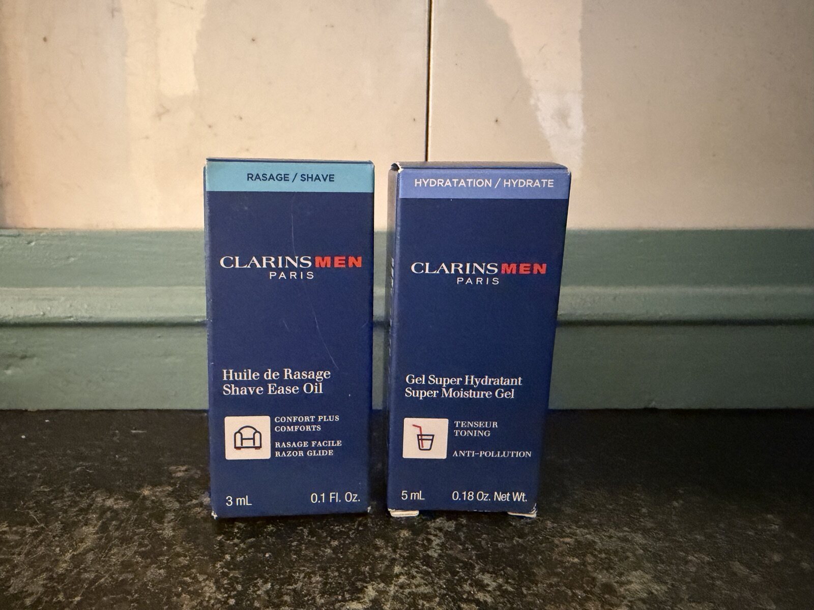 ClarinsMen Rasieröl 3 ml und Feuchtigkeitsgel 5 ml Set 2-teilig